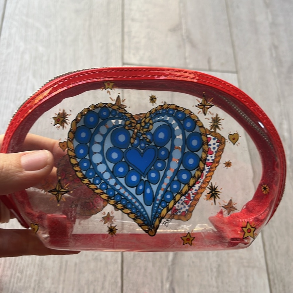 Brighton clear vintage tote combo bag red clear gold comes with makeup bag - Picture 9 of 13